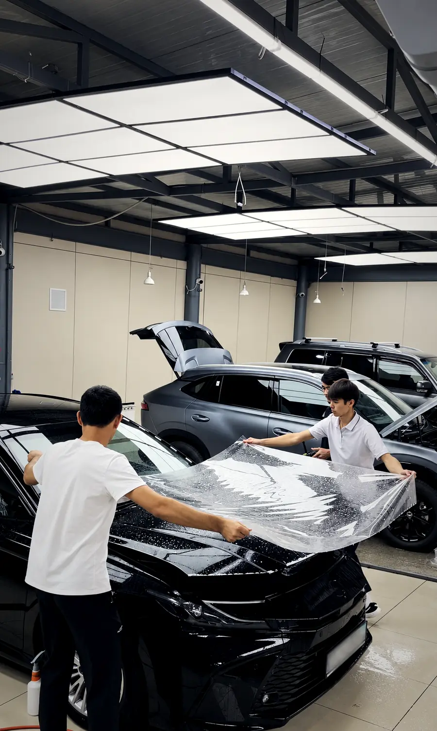 Мастера KN Detailing наносят бронеплёнку на кузов